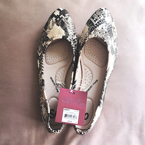 Faux snakeskin flats